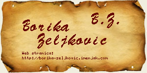 Borika Zeljković vizit kartica
